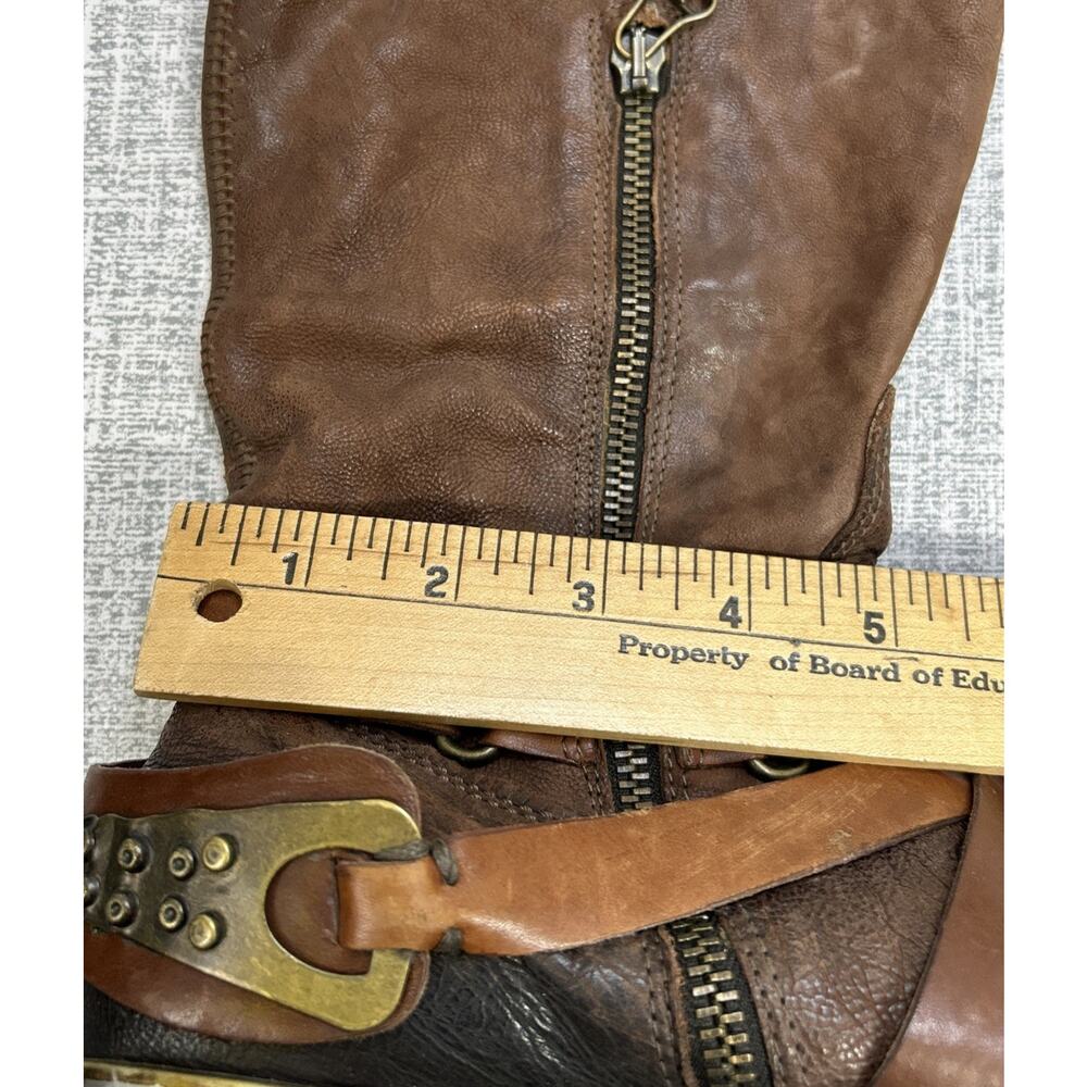 AS 98 Airstep Italian Zipper Boho Biker Brown Distressed Riding Boots 37/ 7 - Picture 14 of 16
